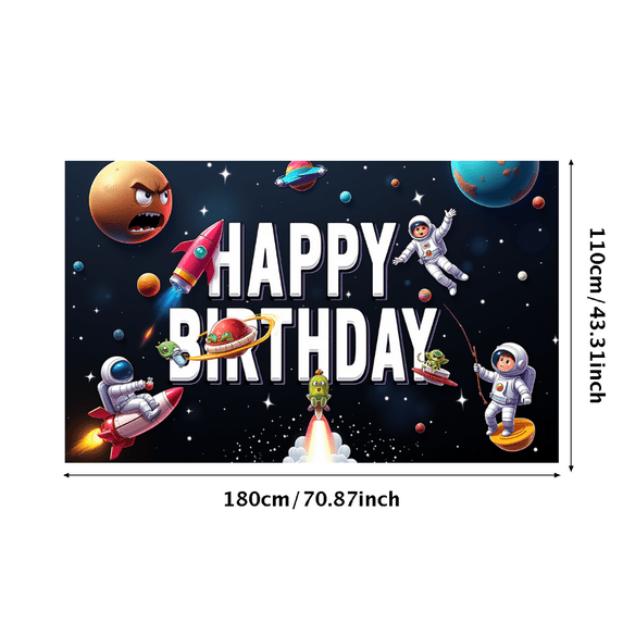 Yatrandify Astronaut Design Happy Birthday Banner Rocket Adventures Birthday Party Decorations for Kids Space Themed Indoor Outdoor Use