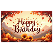 Yatrandify Autumn Leaves Happy Birthday Pumpkins Sunflowers Harvest Banner for Celebration Outdoor Decoration Thanksgiving