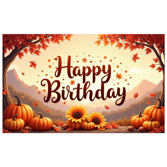 Yatrandify Autumn Leaves Happy Birthday Pumpkins Sunflowers Harvest Banner for Celebration Outdoor Decoration Thanksgiving