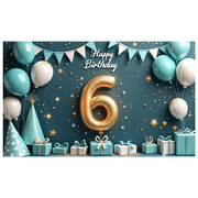 Yatrandify Blue Balloons Happy Birthday Number 6 Banner Decorative Design Birthday Party for Kids Celebration Indoor Decoration Photo Backdrop