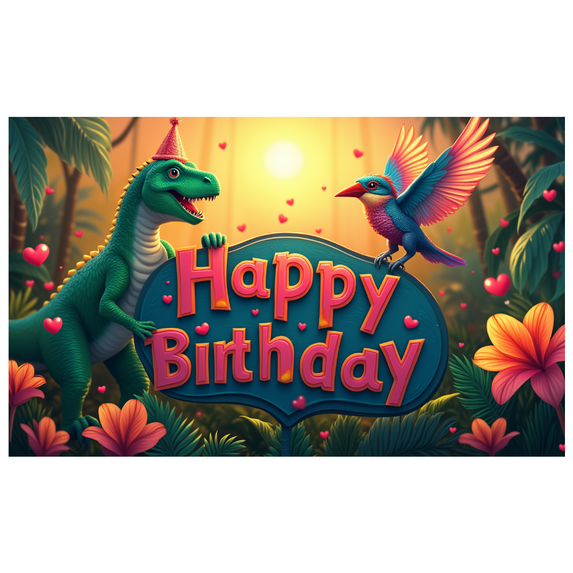 Yatrandify Cartoon Dinosaur Birthday Banner Colorful Animal Party Backdrop for Kids Celebration Indoor Decoration Birthday Party