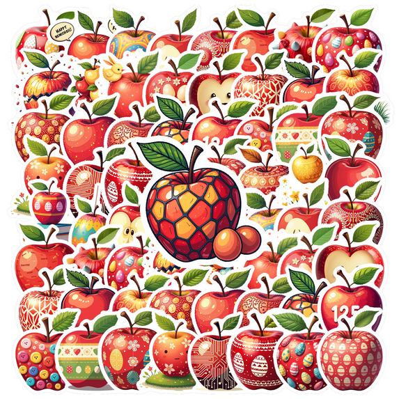 Yatrandify Colorful Apple Stickers Waterproof Vinyl Stickers Lovely Decorative Stickers for Laptops Notebooks DIY