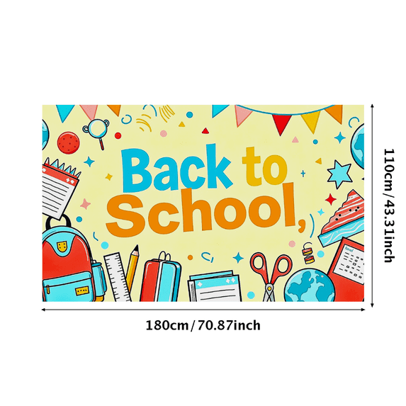 Yatrandify Colorful Back to School Themed Banner with School Supplies Elements Party Decoration Backdrop for Classroom Decorations School Events Photography Props