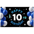 thumbnail image 1 of Yatrandify Colorful Balloons Birthday Banner Decorative Stars Cake Design Party Backdrop Happy 10th Birthday for Kids Celebration Indoor Decoration Photo Shoot, 1 of 7