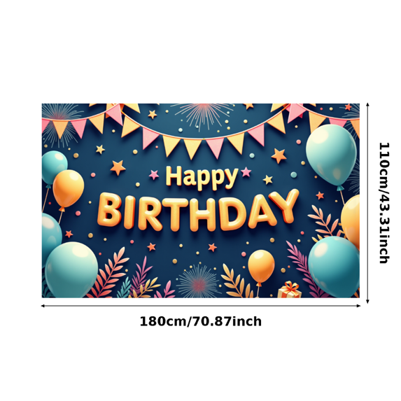 Yatrandify Colorful Balloons Happy Birthday Banner Decorative Design Party Backdrop Celebration Banner for Birthday Party Kids Event Photo Shoot