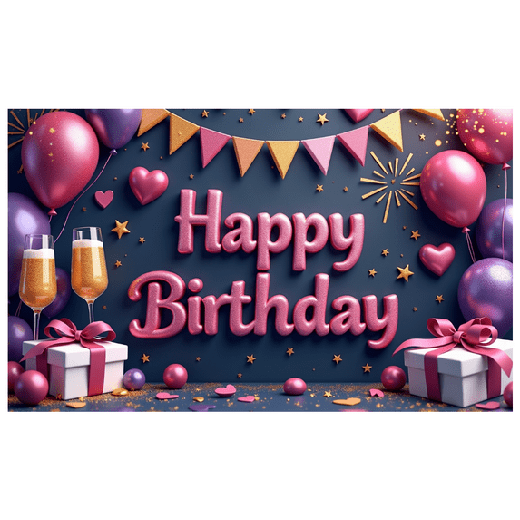 Yatrandify Colorful Balloons Happy Birthday Banner Decorative Flag Sparkling Stars for Party Celebration Indoor Decoration Event Background