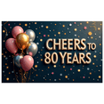 thumbnail image 1 of Yatrandify Colorful Balloons Happy Birthday Banner Glitter Design Cheers to 80 Years for Milestone Celebration Senior Party Decorative, 1 of 7