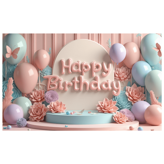 Yatrandify Colorful Balloons Happy Birthday Bright Flowers Festive Butterflies Party Decoration for Birthday Celebration Kids Event