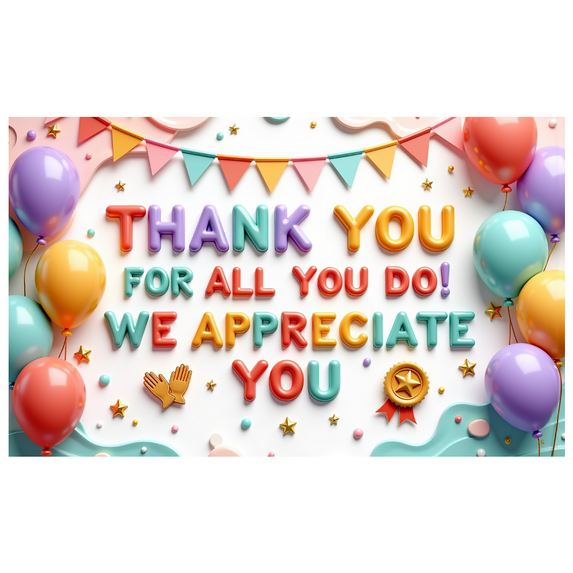 Yatrandify Colorful Decoration Thank You Banner Balloon Theme Appreciation Design for Employee Recognition Office Party School Event