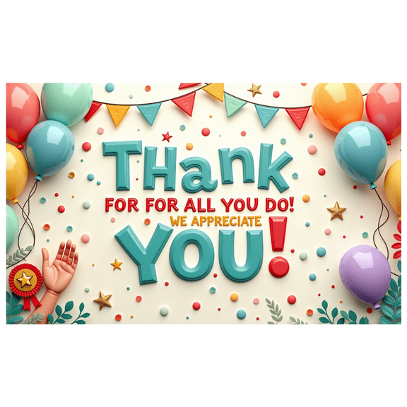 Yatrandify Colorful Decoration Thank You Banner Balloon Theme Appreciation Design for Employee Recognition Office Party School Event