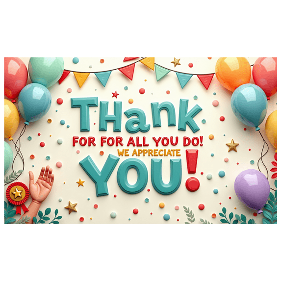 Yatrandify Colorful Decoration Thank You Banner Balloon Theme Appreciation Design for Employee Recognition Office Party School Event