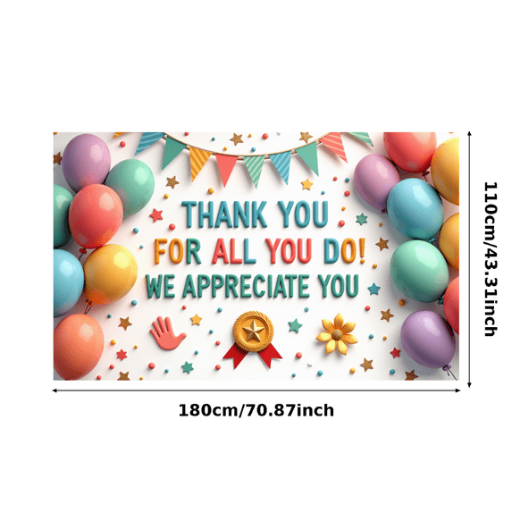 Yatrandify Colorful Decoration Thank You Banner Balloon Theme Appreciation Design for Employee Recognition Office Party School Event