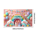 thumbnail image 1 of Yatrandify Colorful Design Birthday Banner Rainbow Theme Polyester Material Celebration Backdrop for Birthday Party Kids Event Indoor Decoration, 1 of 7
