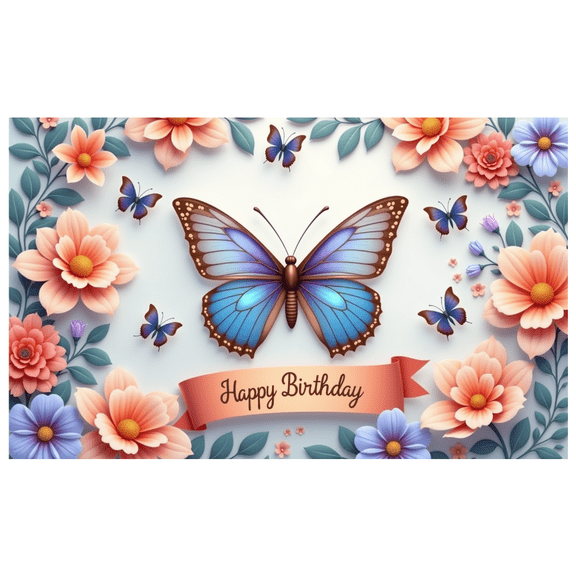 Yatrandify Colorful Design Butterfly Happy Birthday Banner Floral Pattern for Birthday Celebration Garden Party Kids Event