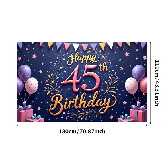 Yatrandify Colorful Design Happy 45th Birthday Balloon Decoration Party Banner for Celebration Event Indoor