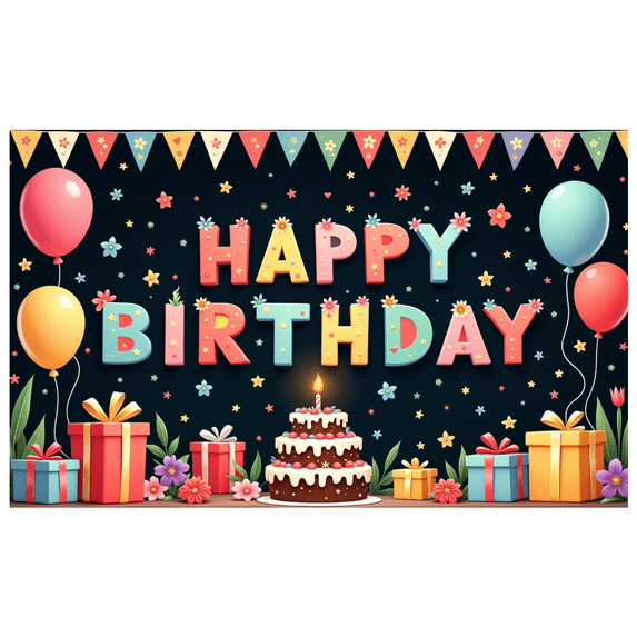 Yatrandify Colorful Design Happy Birthday Banner Balloon Decor Cake Decoration Gift Elements Party Backdrop for Birthday Celebration Kids Party Photo Shoot