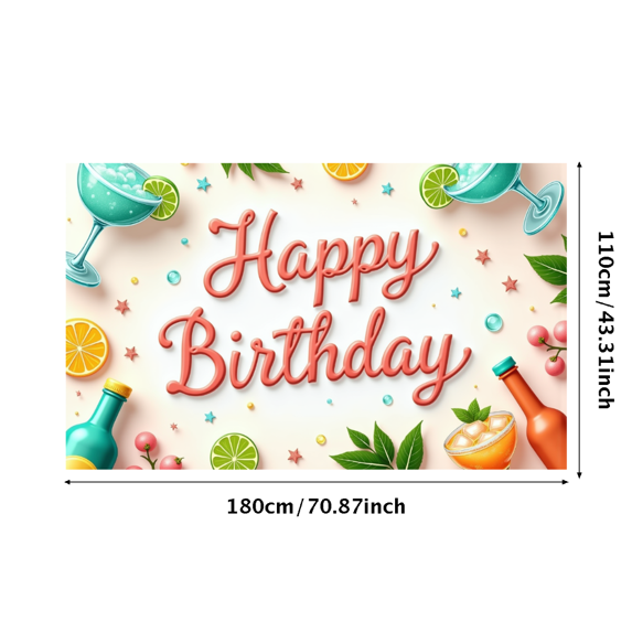 Yatrandify Colorful Design Happy Birthday Banner Cocktail Theme Party Decor Elegant Style for Birthday Celebration Event Decor Indoor Party