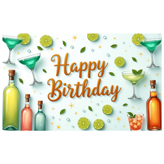 Yatrandify Colorful Design Happy Birthday Banner Cocktail Theme Party Decor Elegant Style for Birthday Celebration Event Decor Indoor Party