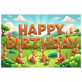 thumbnail image 1 of Yatrandify Colorful Design Happy Birthday Banner Kangaroo Theme Kids Decoration Celebration Backdrop for Birthday Party Event Holiday, 1 of 7