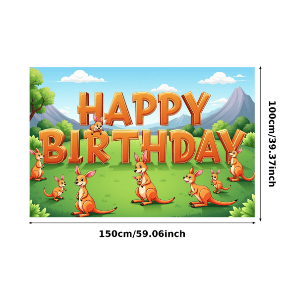 Yatrandify Colorful Design Happy Birthday Banner Kangaroo Theme Kids Decoration Celebration Backdrop for Birthday Party Event Holiday