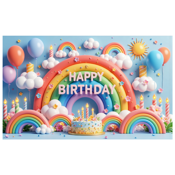 Yatrandify Colorful Design Happy Birthday Banner Rainbow Theme Balloon Decoration Celebration Banner for Birthday Party Indoor Decoration Event Decoration