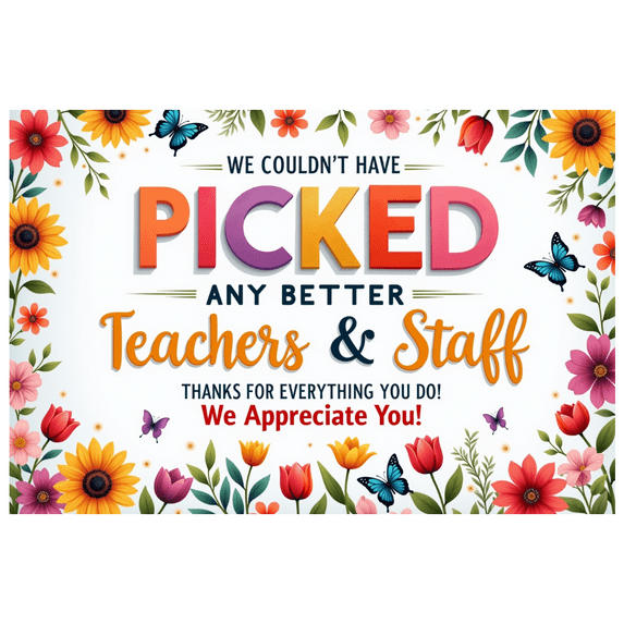 Yatrandify Colorful Design Teacher Appreciation Banner Vibrant Flower Pattern Staff Recognition Thank You Decoration for School Indoor Event Celebration