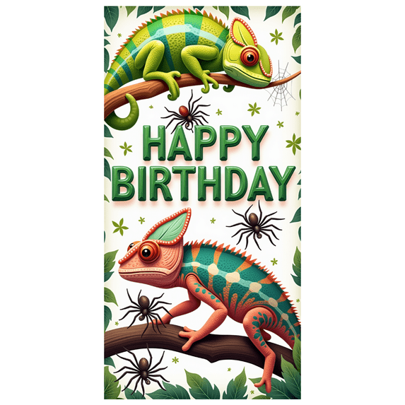 Yatrandify Colorful Reptile Happy Birthday Banner Jungle Animal Party Decoration for Kids Celebration Indoor Event