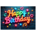 thumbnail image 1 of Yatrandify Colorful Stars Happy Birthday Neon Letter Banner for Birthday Party Celebration Decoration, 1 of 8