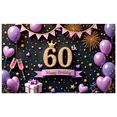 thumbnail image 1 of Yatrandify Colorful Theme 60th Birthday Banner Decorative Design Party Backdrop Balloon Decoration Celebration Banner for Birthday Party Anniversary Celebration Indoor Decoration, 1 of 8