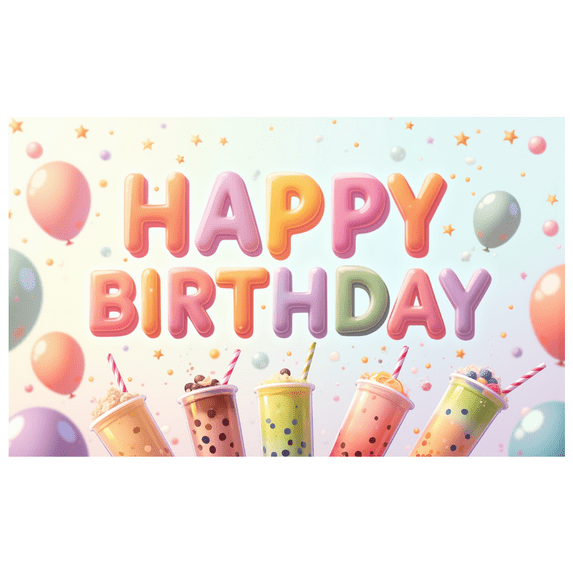 Yatrandify Colorful Theme Birthday Banner Decorative Design Boba Tea Birthday Décor for Kids Party Celebration Holiday