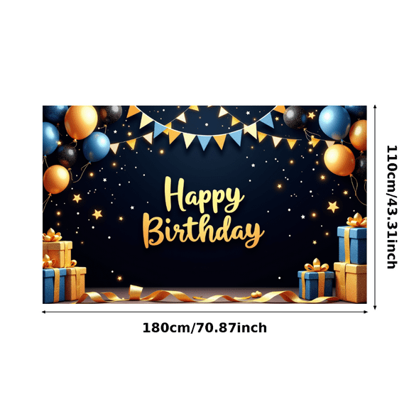 Yatrandify Colorful Theme Happy Birthday Banner Decorative Design Balloon Decoration Party Backdrop Gift Boxes for Birthday Party Indoor Decoration Event Celebration