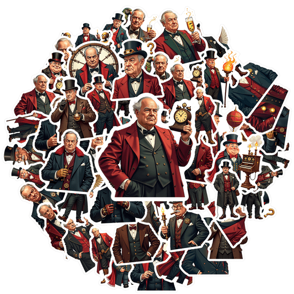Yatrandify Colorful Vinyl Sticker Waterproof Steampunk Sticker Retro Gentleman Sticker for Notebooks Luggage Instruments