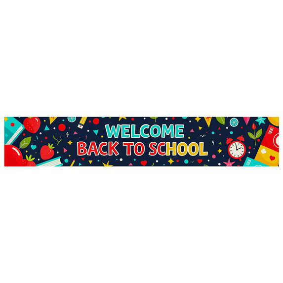 Yatrandify Colorful Welcome Back to School Banner with School Supplies Elements Backdrop Background Party Decorations for Classroom Entrance School Events Photo Props First Day Celebrations