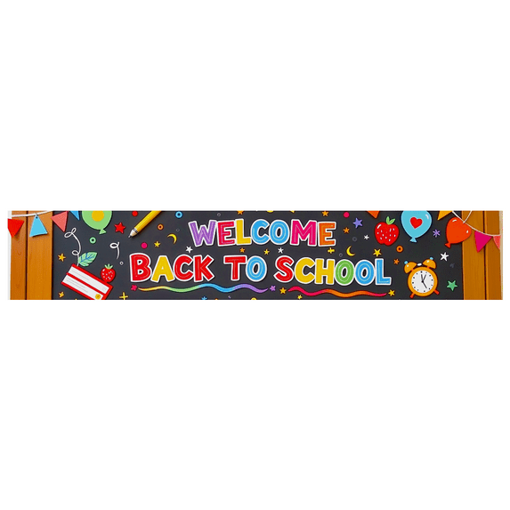 Yatrandify Colorful Welcome Back to School Banner with School Supplies Elements Backdrop Background Party Decorations for Classroom Entrance School Events Photo Props First Day Celebrations