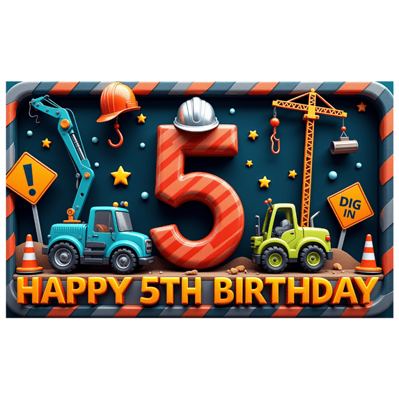 Yatrandify Construction Theme Happy Birthday Banner Kids Decor Dig In Party Decoration for Birthday Party Kids Celebration Indoor Decoration
