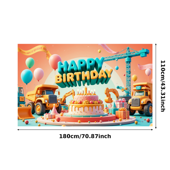 Yatrandify Construction Theme Happy Birthday Banner Kids Party Decoration Cake Design for Birthday Celebration Indoor Decoration Kids Party