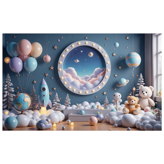 Yatrandify Decorative Balloons Space Theme Moon Stars Banner for Kids Party Baby Shower Celebration