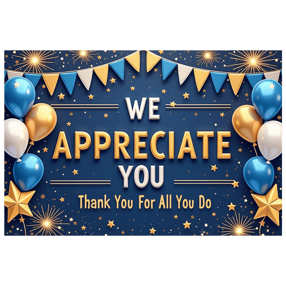 Yatrandify Decorative Design Appreciation Banner Colorful Balloons Thank You Bunting Flags Celebration Banner for Corporate Events Employee Recognition Parties