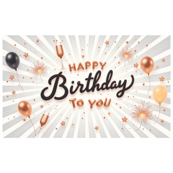 Yatrandify Decorative Design Birthday Banner Champagne Glass Balloon Celebration for Birthday Party Indoor Decoration Event