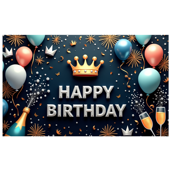 Yatrandify Decorative Design Birthday Party Banner Polyester Material Celebration Banner Crown Element Balloon Decor for Birthday Party Indoor Decoration Holiday Celebration