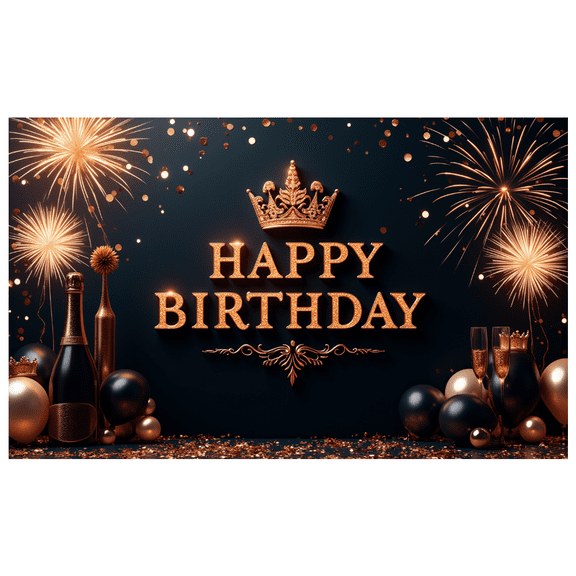 Yatrandify Decorative Design Birthday Party Banner Polyester Material Celebration Banner Crown Element Balloon Decor for Birthday Party Indoor Decoration Holiday Celebration