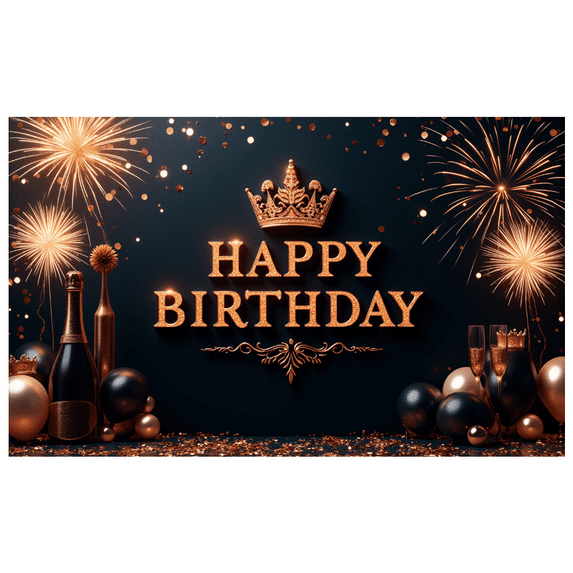 Yatrandify Decorative Design Birthday Party Banner Polyester Material Celebration Banner Crown Element Balloon Decor for Birthday Party Indoor Decoration Holiday Celebration