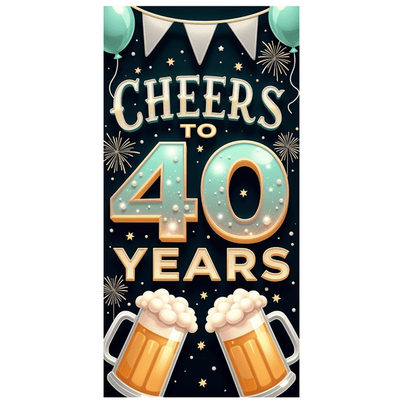 Yatrandify Decorative Design Cheers Banner Golden Letters Beer Mugs Background Event Decoration for Milestone Celebration Party