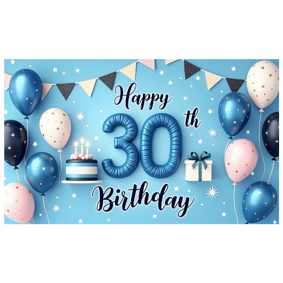 Yatrandify Decorative Design Happy 30th Birthday Party Backdrop Balloon Decoration Cake Decoration Celebration Banner for Birthday Party Indoor Decoration Photo Shoot