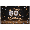 thumbnail image 1 of Yatrandify Decorative Design Happy 80th Birthday Banner Elegant Style Crown Decoration Backdrop for Milestone Celebration Event Decoration Holiday Party, 1 of 7