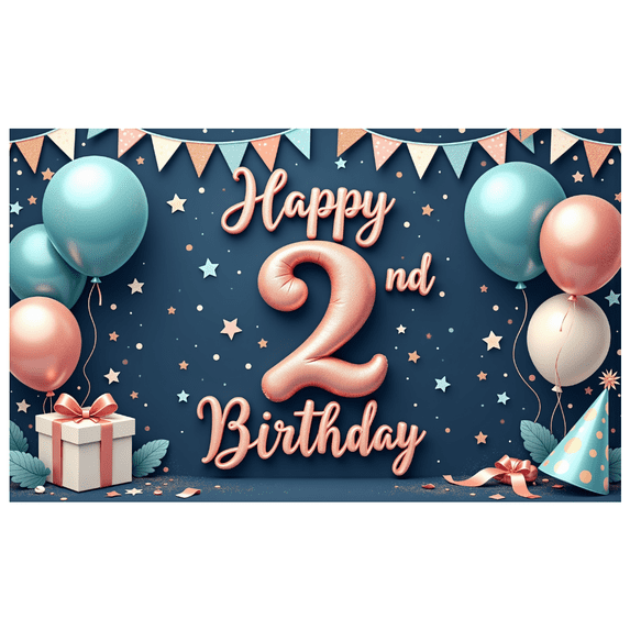Yatrandify Decorative Design Happy Birthday Banner Balloon Decoration Happy 2nd Birthday Polyester Material Colorful Theme for Kids Party Event Decoration Indoor Celebration
