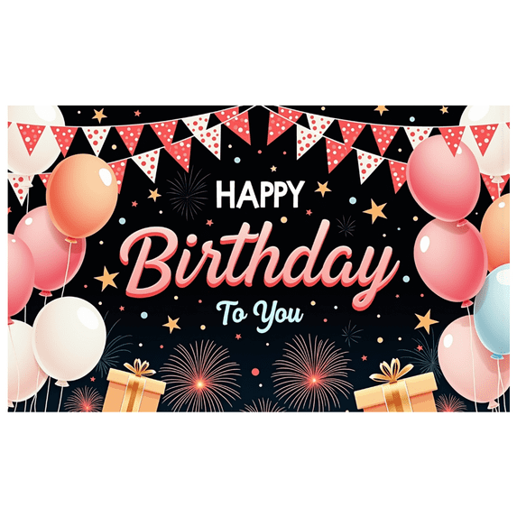 Yatrandify Decorative Design Happy Birthday Banner Balloon Decoration Party Backdrop for Birthday Party Indoor Decoration Event Celebration