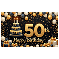 thumbnail image 1 of Yatrandify Decorative Design Happy Birthday Banner Cake Decoration 50th Celebration Banner Balloon Decoration for Birthday Party Indoor Decoration Photo Shoot, 1 of 8