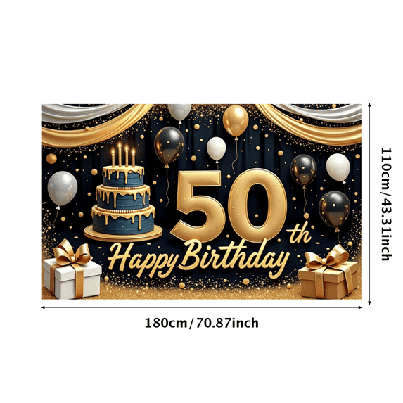 Yatrandify Decorative Design Happy Birthday Banner Cake Decoration 50th Celebration Banner Balloon Decoration for Birthday Party Indoor Decoration Photo Shoot