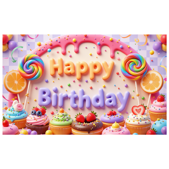Yatrandify Decorative Design Happy Birthday Banner Colorful Theme Birthday Party Donut Decoration for Kids Party Event Celebration Decoration